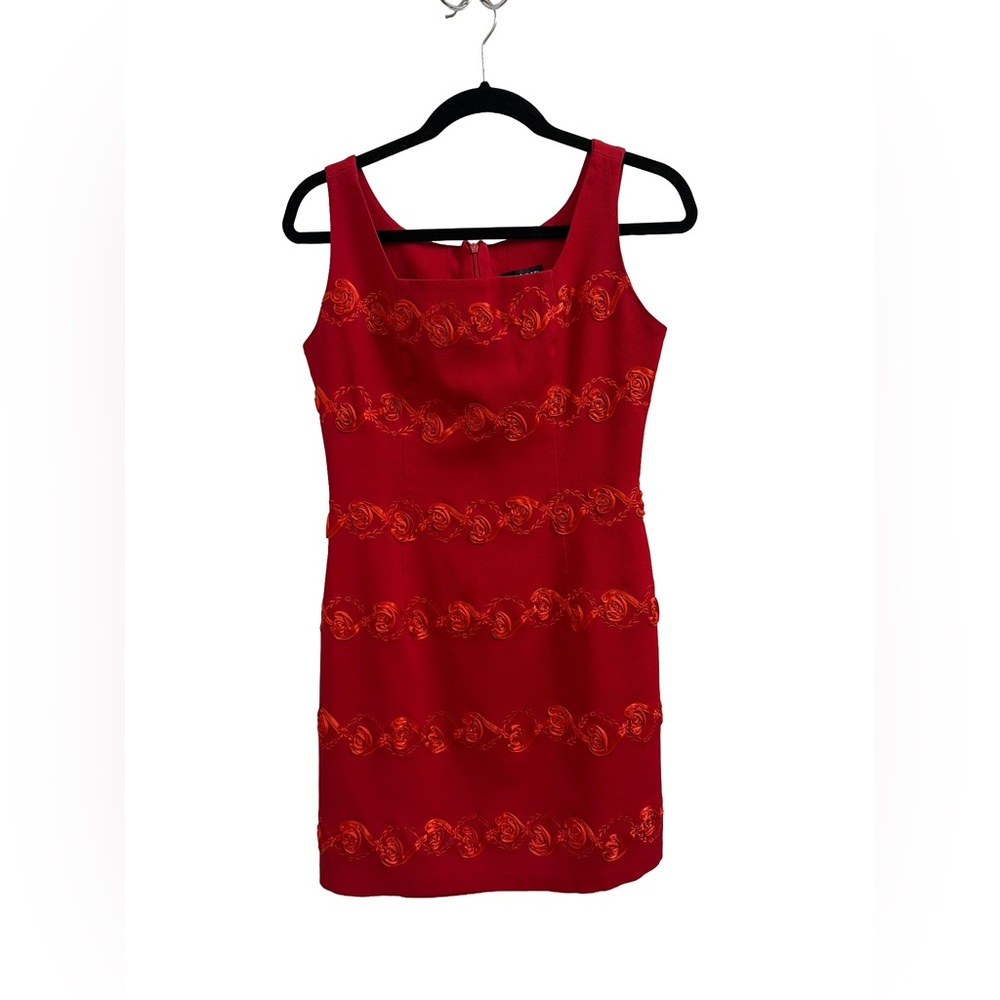 Red Embroidered Mini‎ Dress